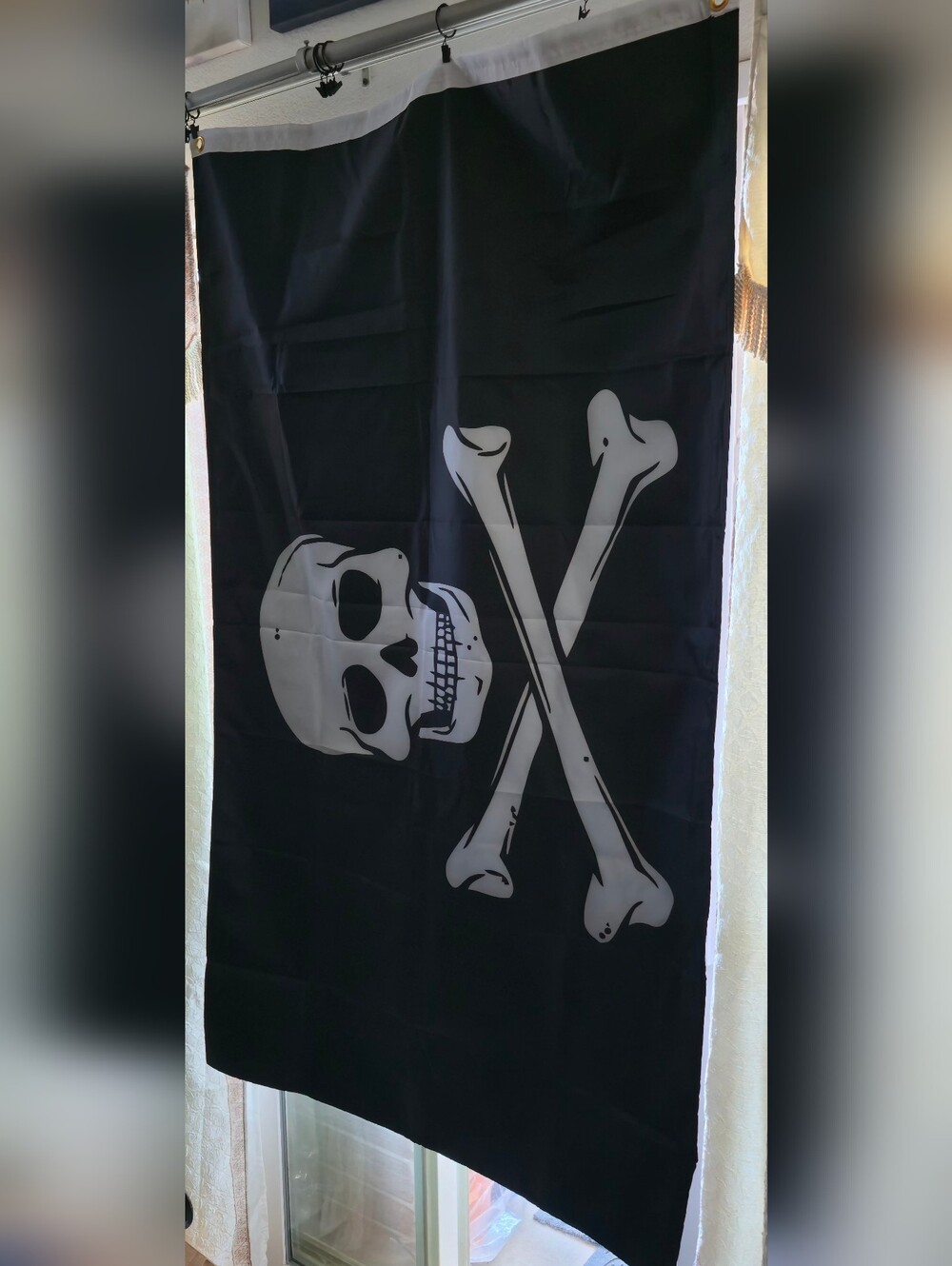 Jolly Roger Pirate Flag Skull & Crossbones Black Banner Approx. 35" x 58"